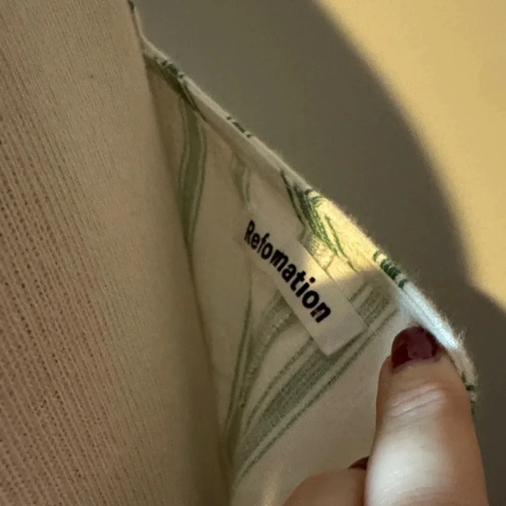 Reformation 100% linen Asymmetrical wrap Dress in Green and White Stripes - Picture 2 of 5